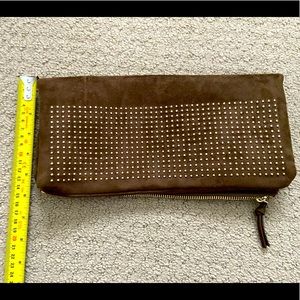 *New* Indigo Brown Folded Clutch with Gold Studded Detail
